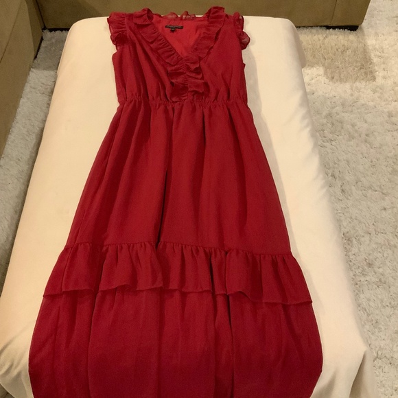 Banana Republic Maroon M Flutter Sleeve Dress Scandi Coastal Cottagecore - Picture 5 of 10